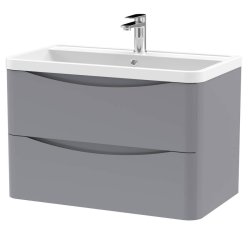 Nuie Lunar Grey 800mm Wall Hung 2 Drawer Vanity Unit