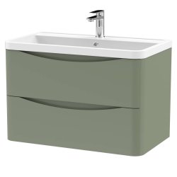 Nuie Lunar Green 800mm Wall Hung 2 Drawer Vanity Unit