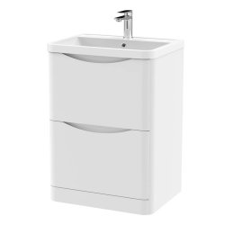 Nuie Lunar White 600mm Floor Standing 2 Drawer Vanity Unit