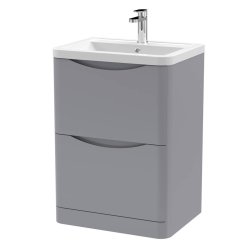 Nuie Lunar Grey 600mm Floor Standing 2 Drawer Vanity Unit