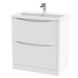 Nuie Lunar White 800mm Floor Standing 2 Drawer Vanity Unit