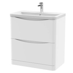 Nuie Lunar White 800mm Floor Standing 2 Drawer Vanity Unit