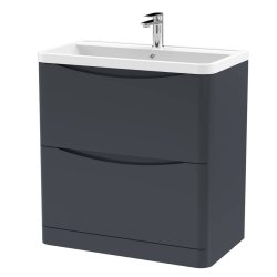 Nuie Lunar Soft Black 800mm Floor Standing 2 Drawer Vanity Unit