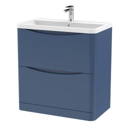 Nuie Lunar Blue 800mm Floor Standing 2 Drawer Vanity Unit