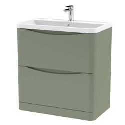 Nuie Lunar Green 800mm Floor Standing 2 Drawer Vanity Unit