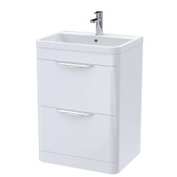 Nuie Parade White 600mm Floor Standing 2 Drawer Vanity Unit