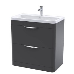 Nuie Parade Soft Black 800mm Floor Standing 2 Drawer Vanity Unit