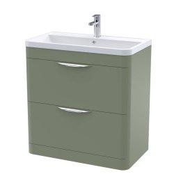 Nuie Parade Green 800mm Floor Standing 2 Drawer Vanity Unit