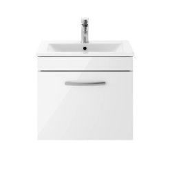 Nuie Athena White 500mm Wall Hung 1 Drawer Vanity Unit