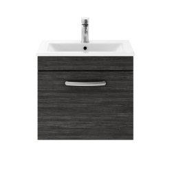 Nuie Athena Black 500mm Wall Hung 1 Drawer Vanity Unit