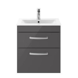 Nuie Athena Grey 500mm Wall Hung 2 Drawer Vanity Unit