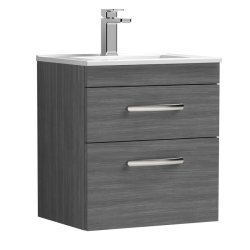 Nuie Athena Anthracite 500mm Wall Hung 2 Drawer Vanity Unit