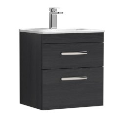 Nuie Athena Black 500mm Wall Hung 2 Drawer Vanity Unit