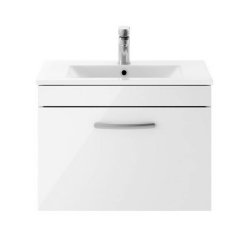 Nuie Athena White 600mm Wall Hung 1 Drawer Vanity Unit