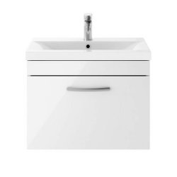 Nuie Athena White 600mm Wall Hung 1 Drawer Vanity Unit