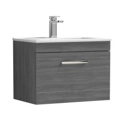 Nuie Athena Anthracite 600mm Wall Hung 1 Drawer Vanity Unit