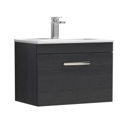 Nuie Athena Black 600mm Wall Hung 1 Drawer Vanity Unit