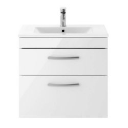 Nuie Athena White 600mm Wall Hung 2 Drawer Vanity Unit