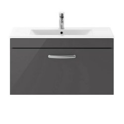 Nuie Athena Grey 800mm Wall Hung 1 Drawer Vanity Unit