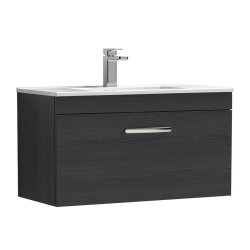 Nuie Athena Black 800mm Wall Hung 1 Drawer Vanity Unit