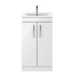 Nuie Athena White 500mm Floor Standing 2 Door Vanity Unit