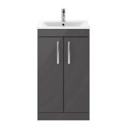 Nuie Athena Grey 500mm Floor Standing 2 Door Vanity Unit