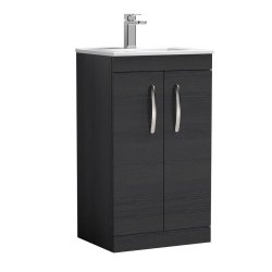 Nuie Athena Black 500mm Floor Standing 2 Door Vanity Unit