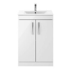 Nuie Athena White 600mm Floor Standing 2 Door Vanity Unit