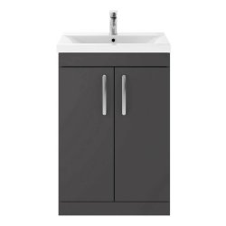 Nuie Athena Grey 600mm Floor Standing 2 Door Vanity Unit