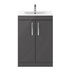 Nuie Athena Grey 600mm Floor Standing 2 Door Vanity Unit