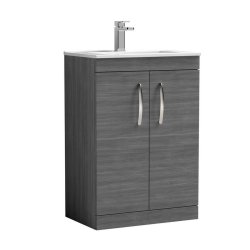 Nuie Athena Anthracite 600mm Floor Standing 2 Door Vanity Unit