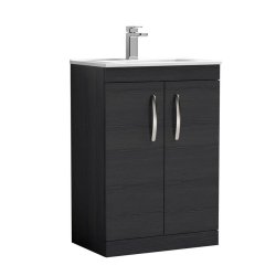 Nuie Athena Black 600mm Floor Standing 2 Door Vanity Unit