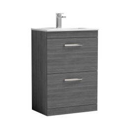 Nuie Athena Anthracite 600mm Floor Standing 2 Drawer Vanity Unit