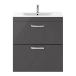 Nuie Athena Grey 800mm Floor Standing 2 Drawer Vanity Unit