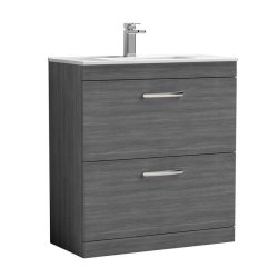 Nuie Athena Anthracite 800mm Floor Standing 2 Drawer Vanity Unit