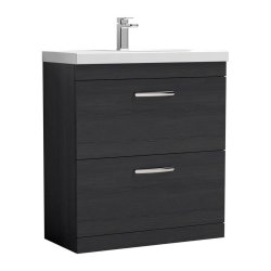 Nuie Athena Black 800mm Floor Standing 2 Drawer Vanity Unit