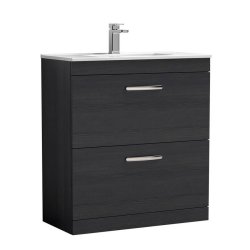 Nuie Athena Black 800mm Floor Standing 2 Drawer Vanity Unit (ATH054A)