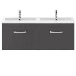 Nuie Athena Grey 1200mm Wall Hung 2 Drawer Vanity Unit