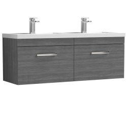 Nuie Athena Anthracite 1200mm Wall Hung 2 Drawer Vanity Unit