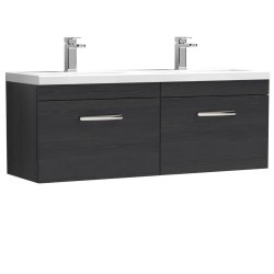 Nuie Athena Black 1200mm Wall Hung 2 Drawer Vanity Unit