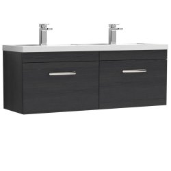 Nuie Athena Black 1200mm Wall Hung 2 Drawer Vanity Unit