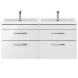 Nuie Athena White 1200mm Wall Hung 4 Drawer Vanity Unit