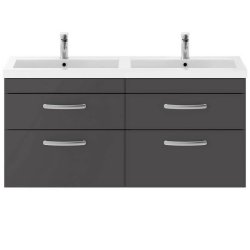 Nuie Athena Grey 1200mm Wall Hung 4 Drawer Vanity Unit