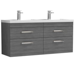 Nuie Athena Anthracite 1200mm Wall Hung 4 Drawer Vanity Unit