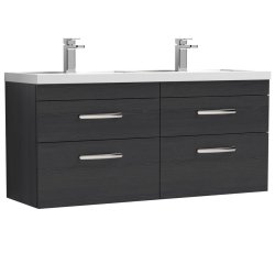 Nuie Athena Black 1200mm Wall Hung 4 Drawer Vanity Unit