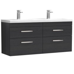 Nuie Athena Black 1200mm Wall Hung 4 Drawer Vanity Unit