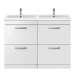 Nuie Athena White 1200mm Floor Standing 4 Drawer Vanity Unit