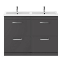 Nuie Athena Grey 1200mm Floor Standing 4 Drawer Vanity Unit