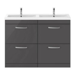 Nuie Athena Grey 1200mm Floor Standing 4 Drawer Vanity Unit