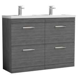 Nuie Athena Anthracite 1200mm Floor Standing 4 Drawer Vanity Unit